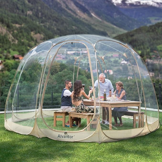 Alvantor® Pop Up Bubble Tent® - 15’ x 15’ Instant Igloo Tent® - 12-15 Person Screen House for Patios - Large Oversize Weat...