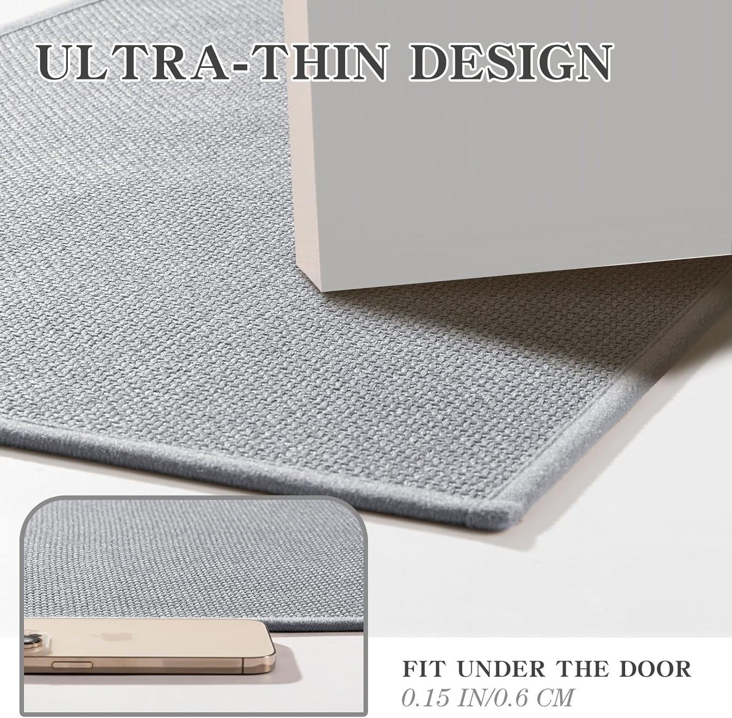 chakme Bathroom Rugs Mat U-Shaped 24x17, Ultra ThinNon Slip Bath Mat Small Quick Dry Absorbent Bath Matfor Bathroom Floor, (Light Grey, U-24"x17")