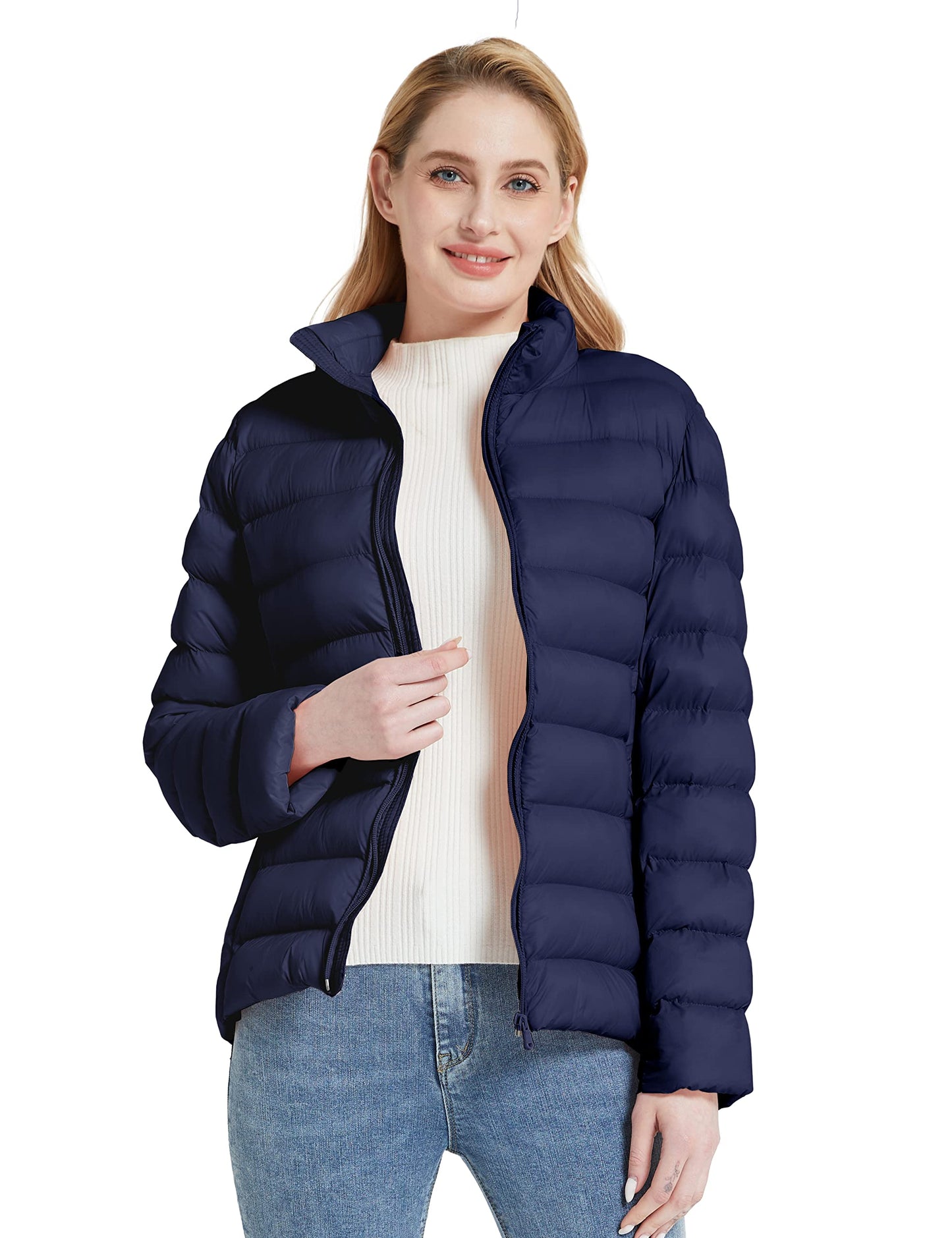 ZSHOW Women's Packable Winter Coat Lightweight Warm Quilted Puffer Jacket (Navy,M)