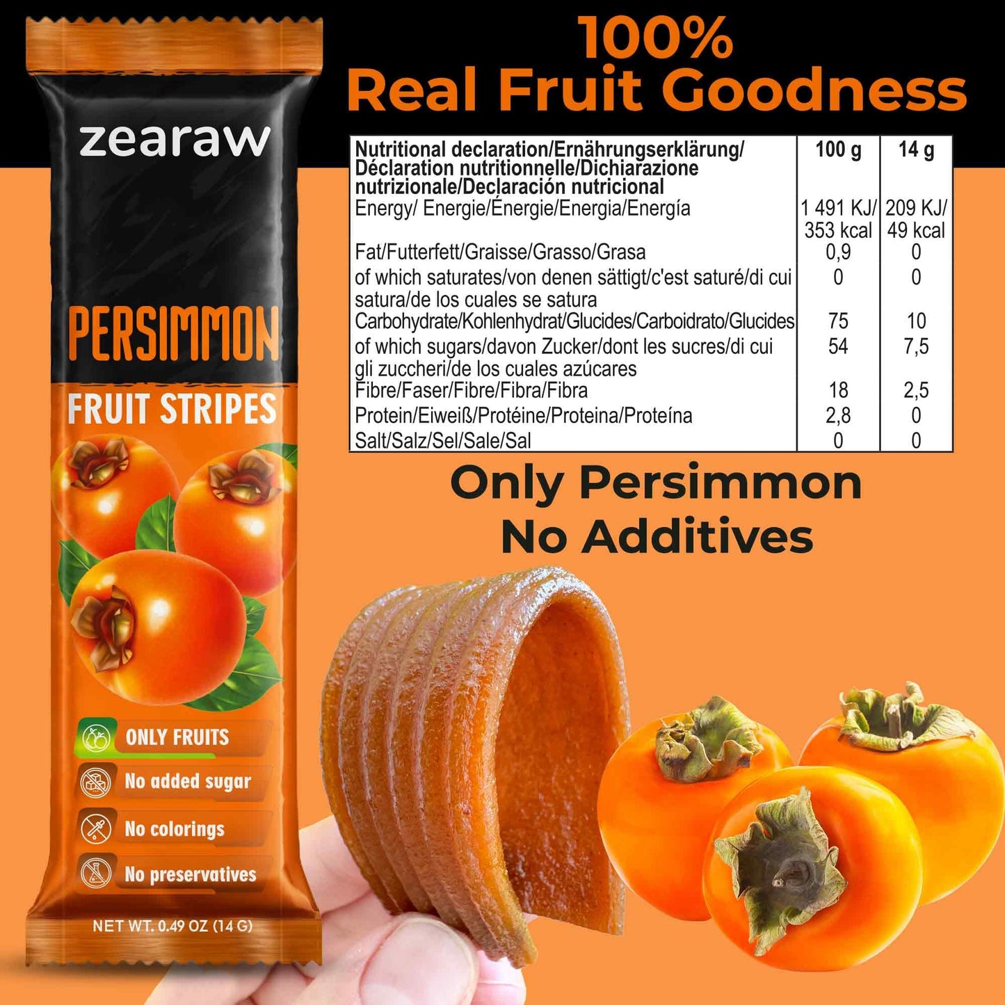 ZEARAW Healthy Fruit Snacks for Adults and Kids – 30 Organic Fruit Leather with Dried Apple-Pear, Apple-Raspberry, Persimmon – Vegan Low-Carb Variety Pack Strips for Kids – Sugar Free Bars
