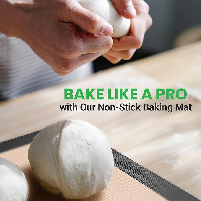 Silicone Baking Mats | 2 Non-stick Food-Grade Reusable Silicone Mats | Perfect for Half Baking Pans 16.5 x 11.6 IN | Oven-Safe Up to 480 Degrees F | Safe for Ovens, Freezers, & Dishwashers (Black)