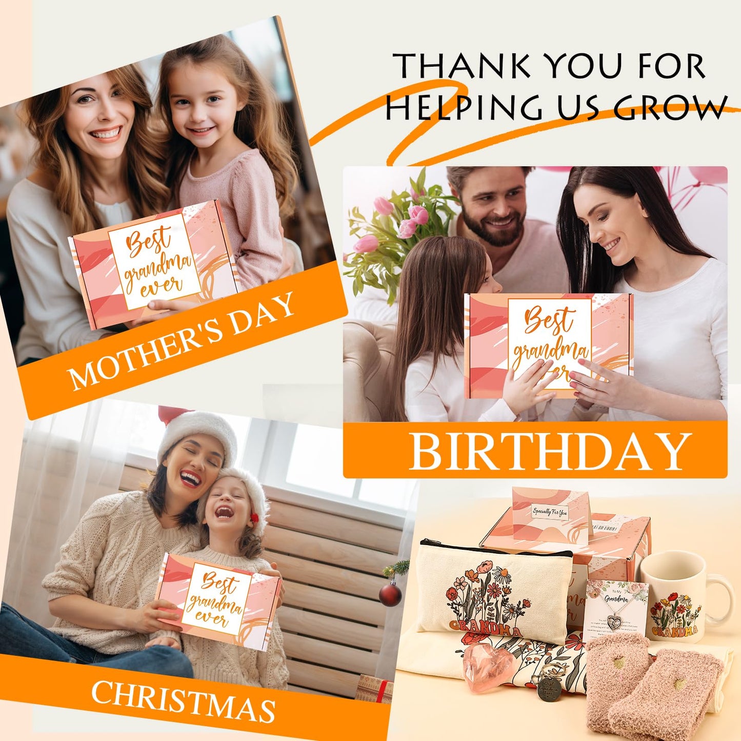 fcaylo Best Grandma Gifts Ideas for Women, Mother's Day Gifts Box for Grandmother with Coffee Mug, Canvas Tote Bag, Birthday Presents Set for Gigi Nana from Grandchildren