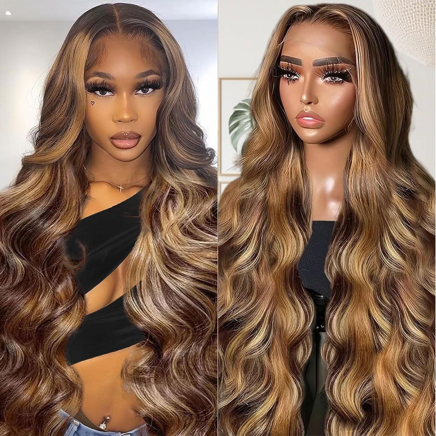 Shciyair Honey Blonde Ombre Lace Front Wig Human Hair 200 Density 26 Inch 13x4 HD Lace Front Wigs Human Hair Pre Plucked HD Lace