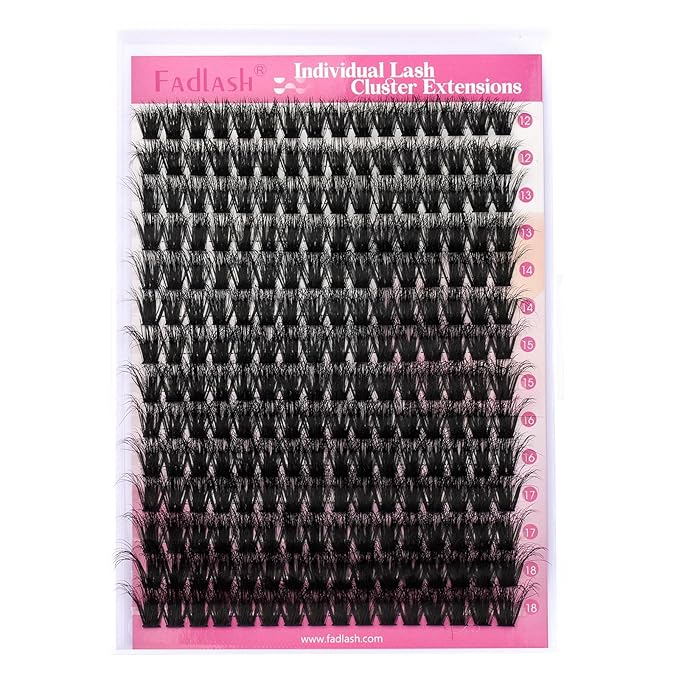 FADLASH Lash Clusters Thick Lash Extension Clusters 100D Individual Lashes 12-18mm Cluster Lashes D Curl Large Tray Eyelash Clusters 3D Effect Reusable (100D-07D-12-18mm)