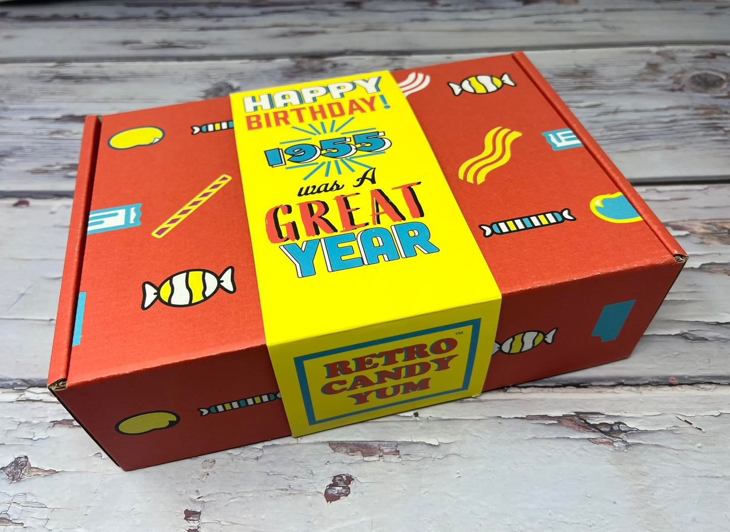 RETRO CANDY YUM ~ 1955 70th Birthday Nostalgic Candy Gift Basket Box Assortment from Childhood Memories for 70 Year Old Woman or Man Born 1955 jr