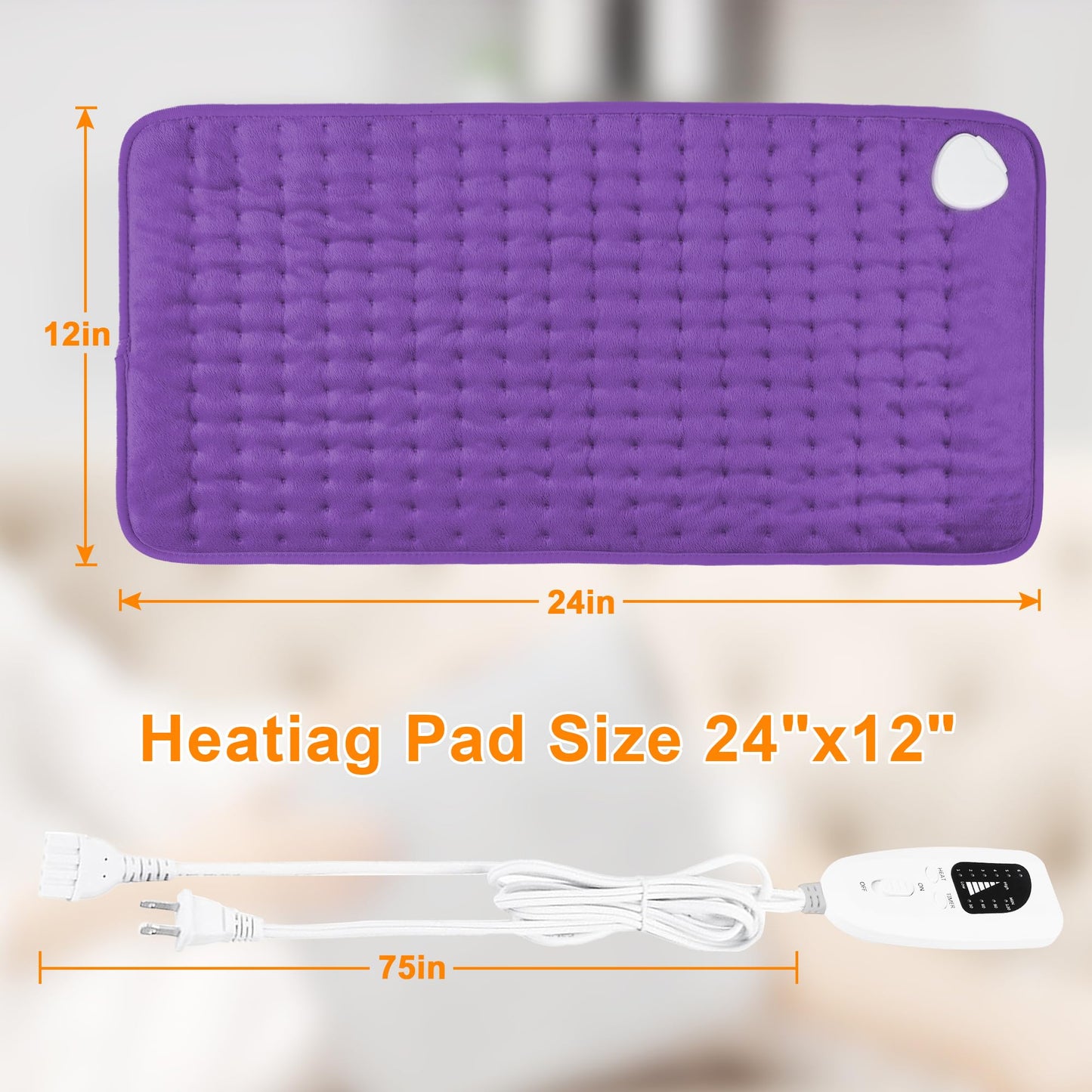 Deepsoon Heating Pad,Electric Heating Pads for Back,Neck,Abdomen,Moist Heating Pad for Shoulder,Knee,Arms,Legs,Dry/Moist Heat & Auto Shut Off,Christmas Gifts for Men and Women,Dark Purple,24x12 Inch