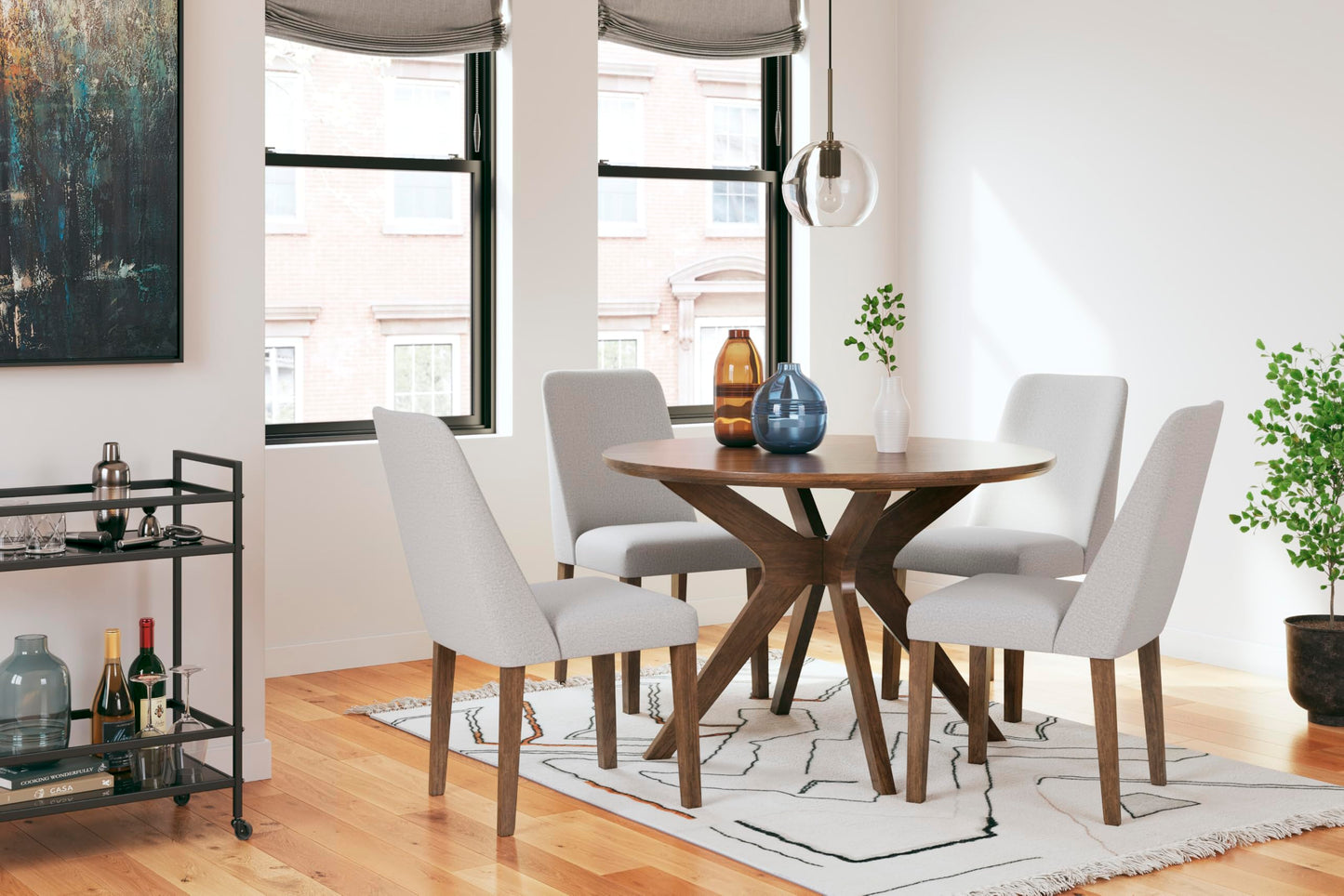 Signature Design by Ashley Lyncott Traditional Round Dining Room Table, Seats up to 4, Brown, 45" W x 29.75" H