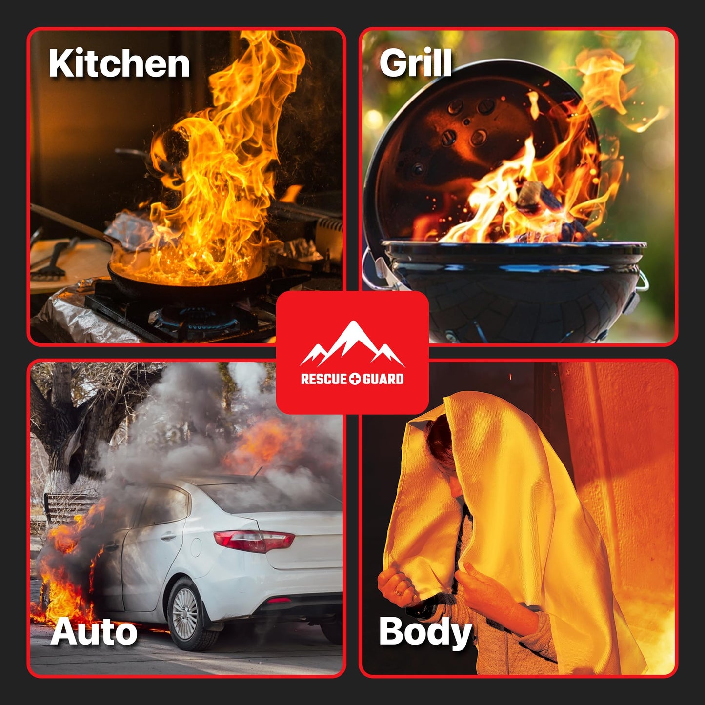Fire Blanket 1 Pack 40”x40” - Fire Blankets Emergency for Home and Kitchen - Emergency Blankets for Survival - Home House Safety Supplies kit Must Haves - Firemen Safety Gifts and Essential Stuff
