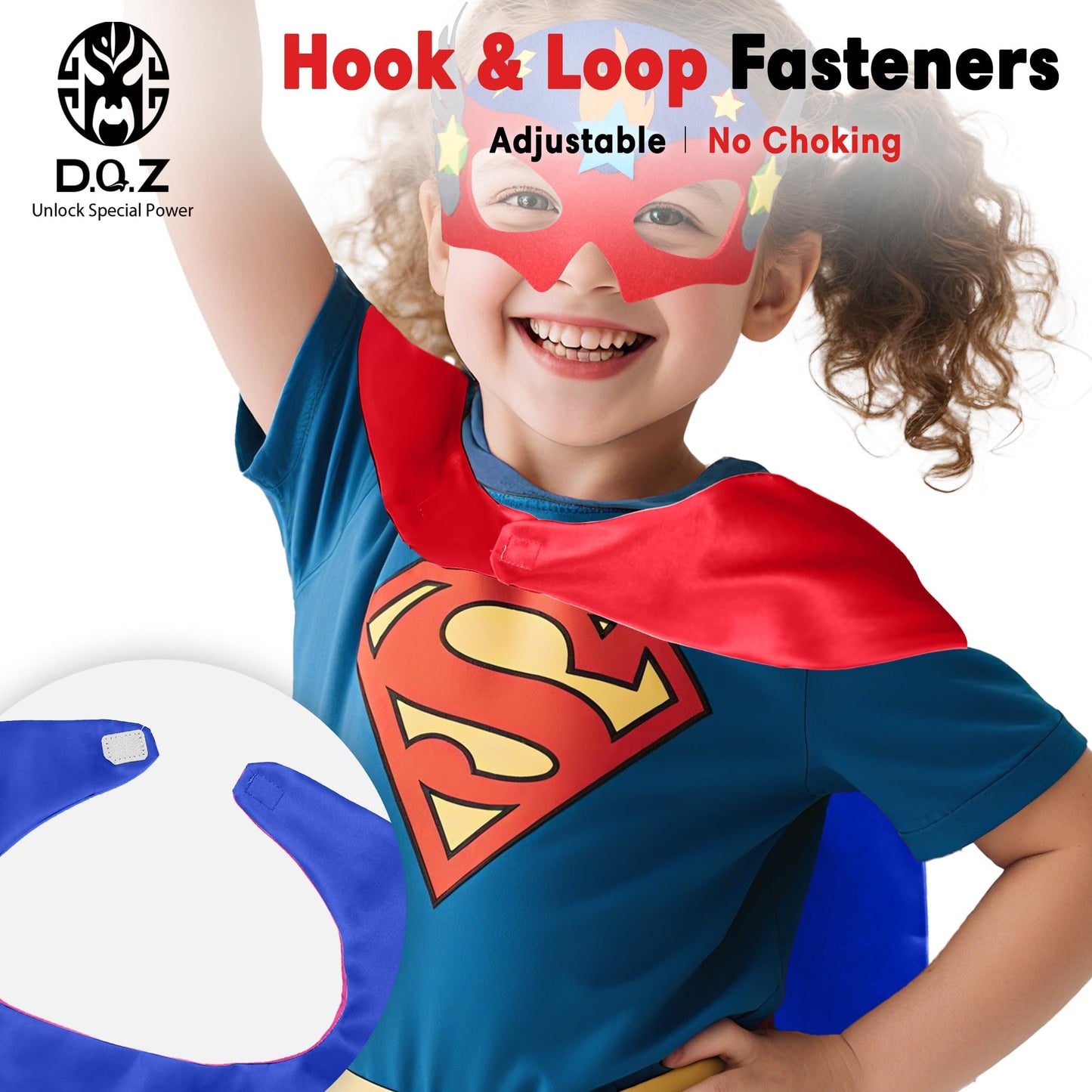 D.Q.Z Superhero-Capes and Masks for Kids Gifts for Girls Boys Super Hero Dress Up Cape and Mask (Blue-Red)