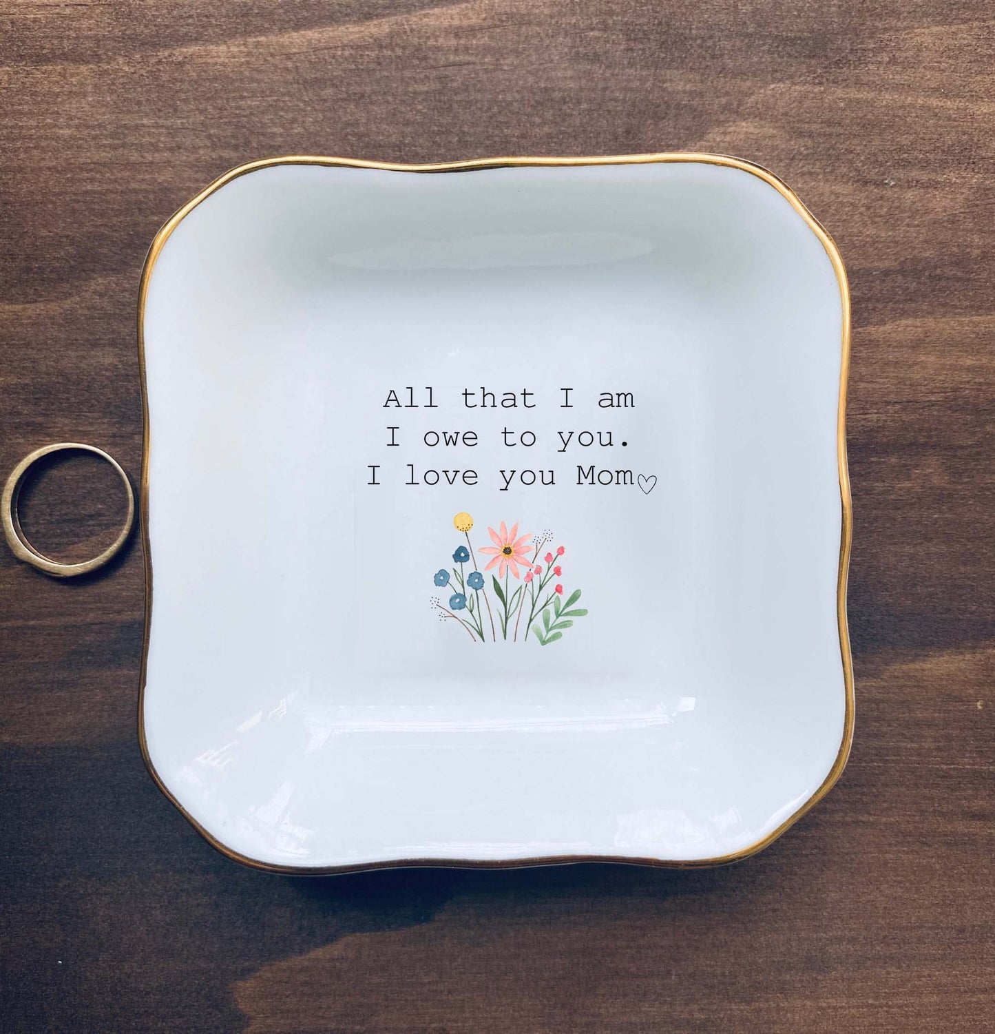 BAT TRANG Ceramic Jewelry Dish, Mother of The Bride Wedding Gift, Bridal Shower Gift, Gifts for Mom from Bride, Mom Gift, Birthday Gift, (All That I am)