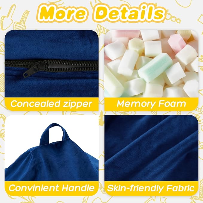 HABUTWAY 2FT Bean Bag Chair, 2' Beanbags Small Bean Bag Chairs with Filling, Teardrop Bean Bag Chair Luxurious Velvet Ultra Soft Fur with Removable Cover (Blue)