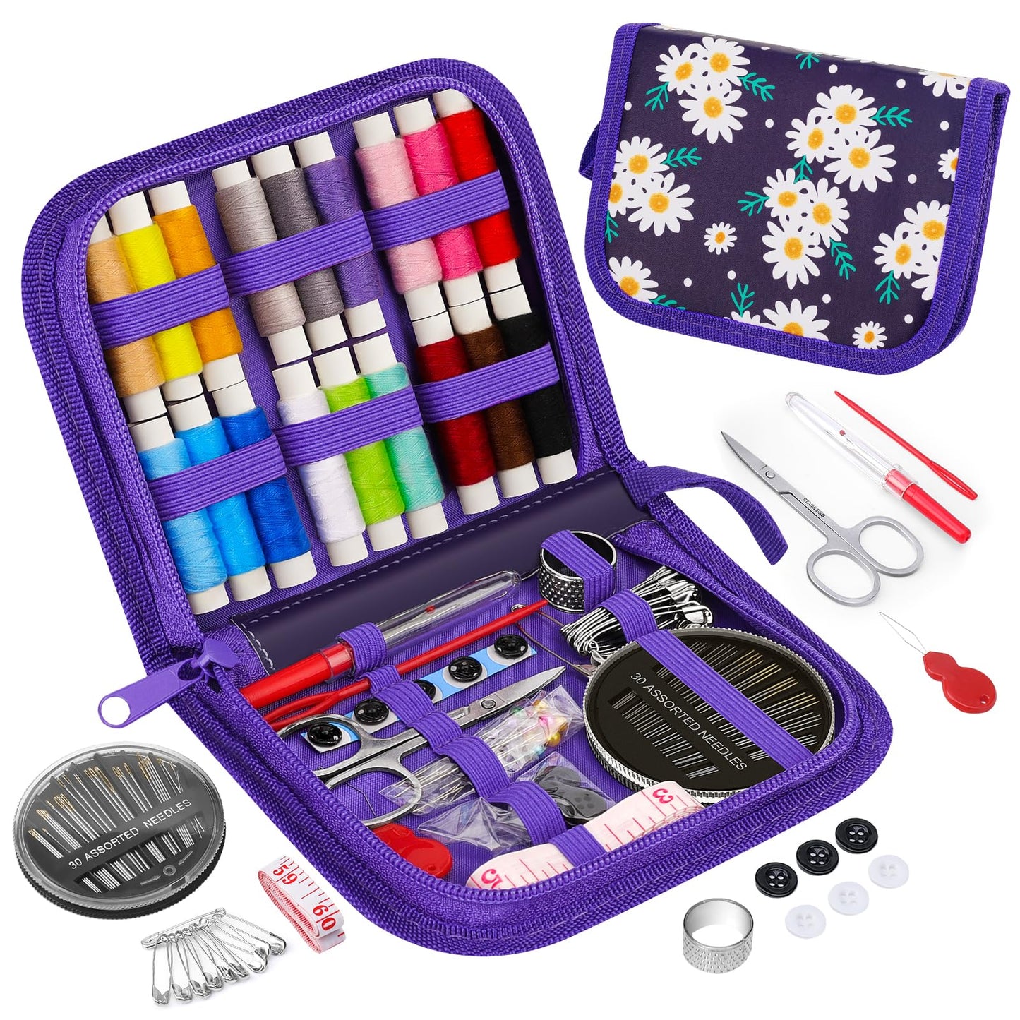 Coquimbo Sewing Kit Gifts for Grandma, Mom, Friend, Adults Beginner Kids Traveler, Portable Sewing Supplies Accessories with Case Contains Thread, Needle, Scissors, Measure Tape, Thimble etc