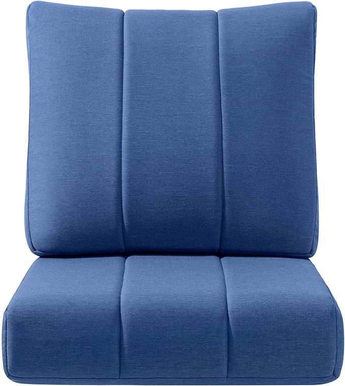 ACTREST Luxury 24x24x6 Inch Kitty Outdoor Cushions - Water Resistant 1 Set Deat Seat Patio Furniture Cushion for Wicker Dining Rocking Swivel Chairs Loveseat Couch Sectional Sofa - Navy Blue