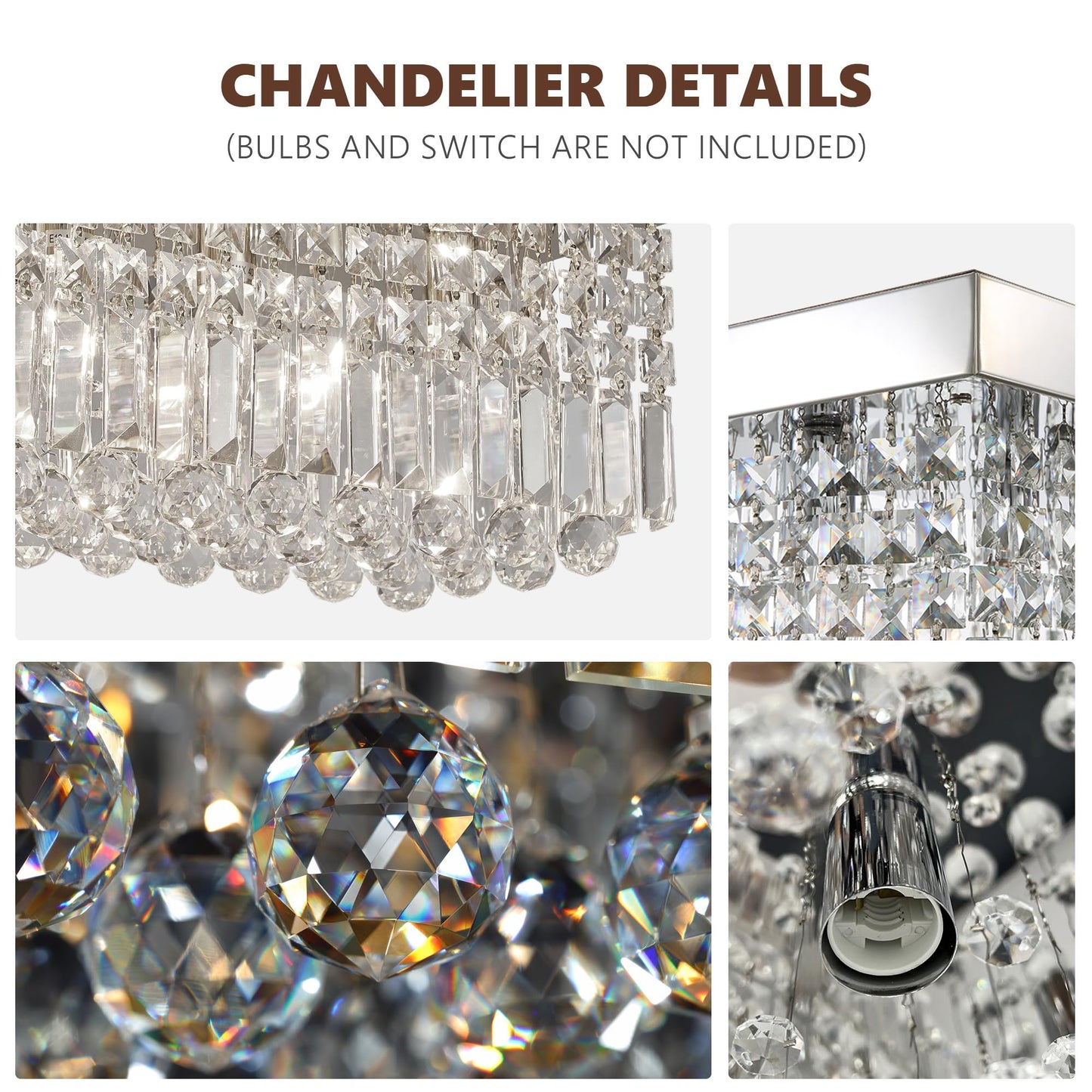 Tinkoso Crystal Chandelier for Dining Room 39.3" Modern Gold K9 Crystal Rectangle Chandeliers Flush Mount Pendant Light Fixture Kitchen Island Bar Dining Room Bedroom Bathroom Hotel