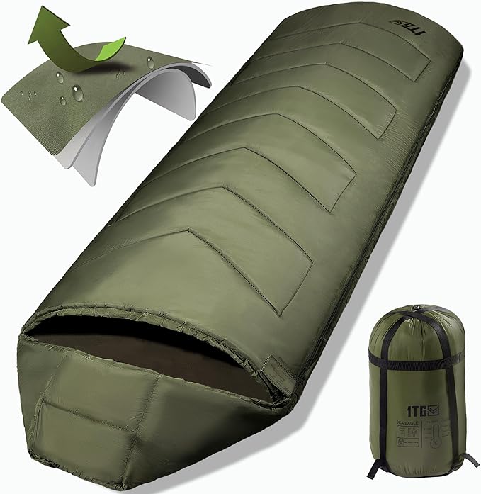 Sleeping Bags for Adults, 34°F to 43°F Ultralight Warm Cold Weather Sleeping Bag for Camping, Backpacking, Hiking, Huntin...
