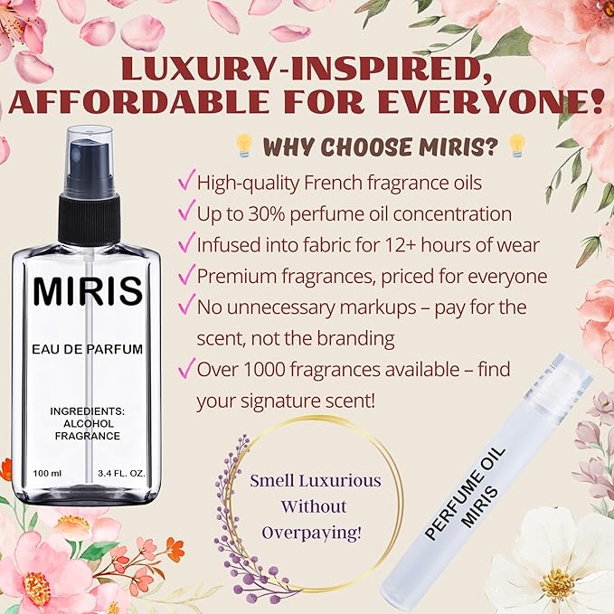 MIRIS No. 42834, Inspired by Encre Noire Pour Elle, Long-Lasting Eau de Parfum for Women, Spray 3.4 Fl Oz / 100 ml