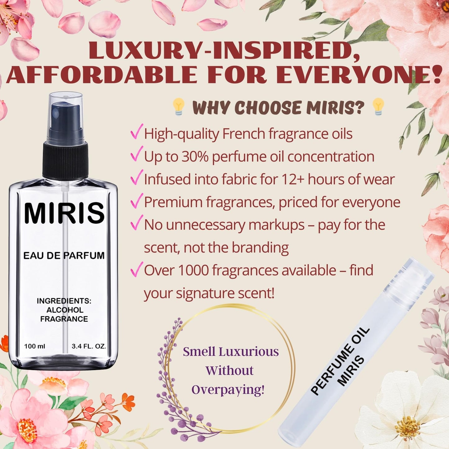 MIRIS No. 20127, Inspired by Euphoria Blossom, Long-Lasting Eau de Parfum for Women, Spray 3.4 Fl Oz / 100 ml