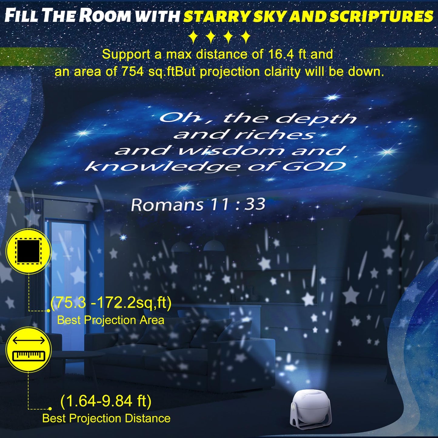 Aurelema Bible Verses Projector Galaxy Projector Includes 12 Interchangeable Christian Discs Night Light Set Project Religious on Walls or Ceilings for Gift(Bible)