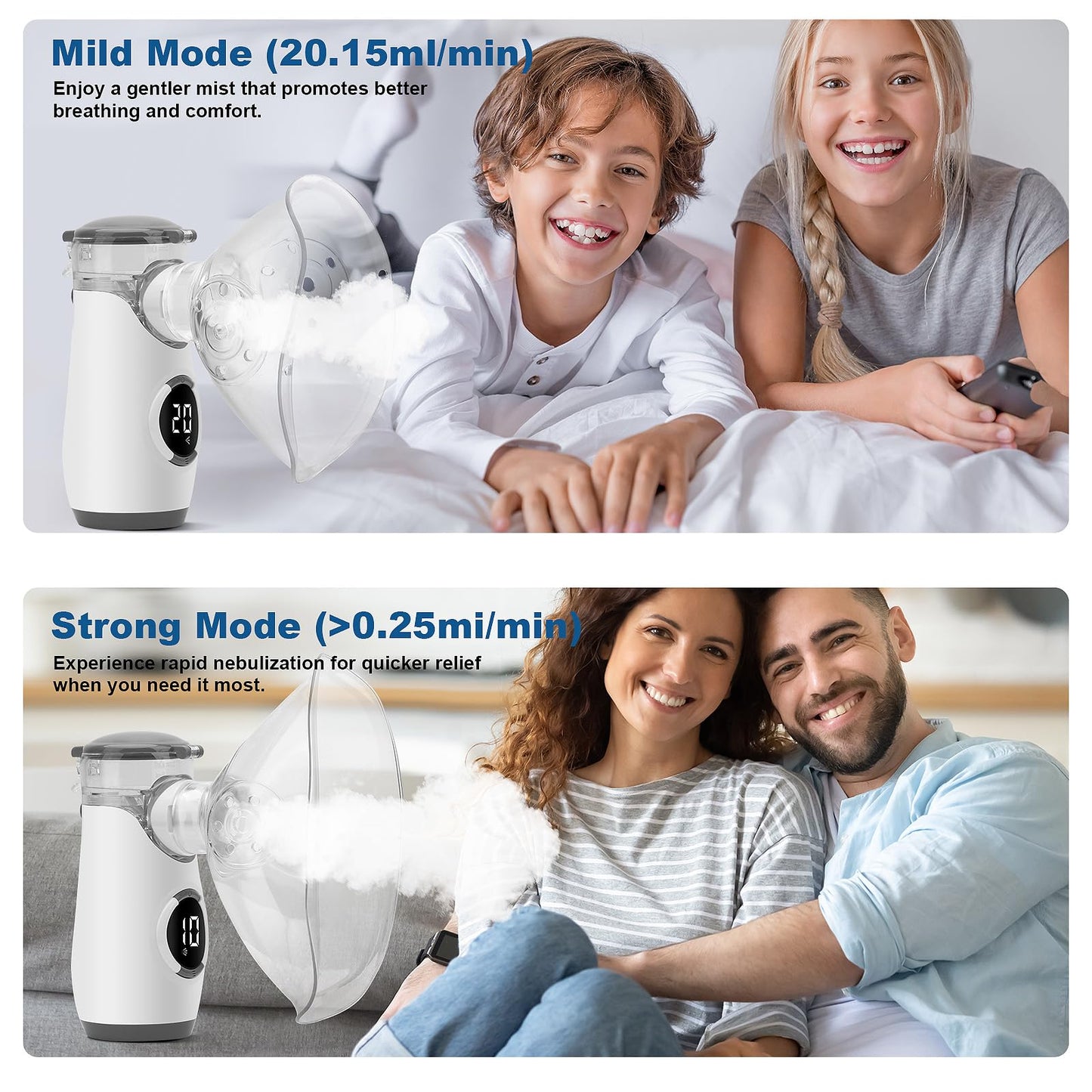 YABULI Nebulizer - Portable Nebulizer for Adults and Kids, Nebulizer Machine with Intuitive LED Interface, Nebulizer for Home and Travel Use