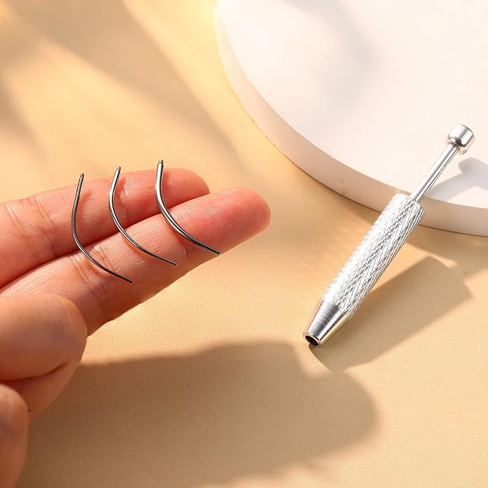 Piercing Taper Ball Grabber Tool for Changing Jewelry - 14G 16G 18G 20G Stainless Steel Flat Back Earrings Applicator Tool Threadless Insertion Pin Thread Body Piercing Kit for Ear Nose Lip