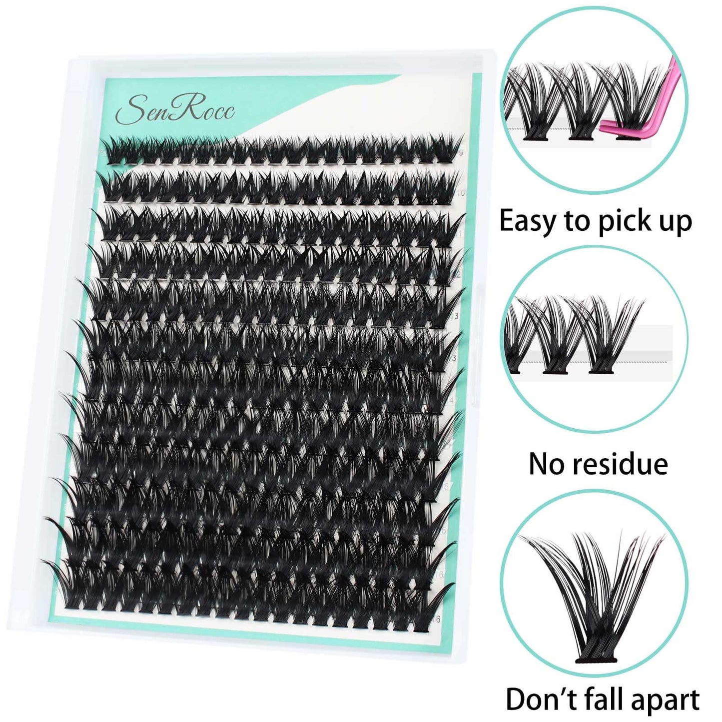 Individual Lashes 9-16mm Cluster Lashes D Curl Natural Look Mixed Tray 80D DIY Eyelash Extension Volume Lash Clusters Eyelashes