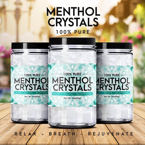 Three Drops of Life Menthol Crystals, Natural Mentha Arvensis, Aromatherapy for Shower Steamers, Humidifiers, Room Freshener or Addition for Cosmetics and Blends (1 lb)