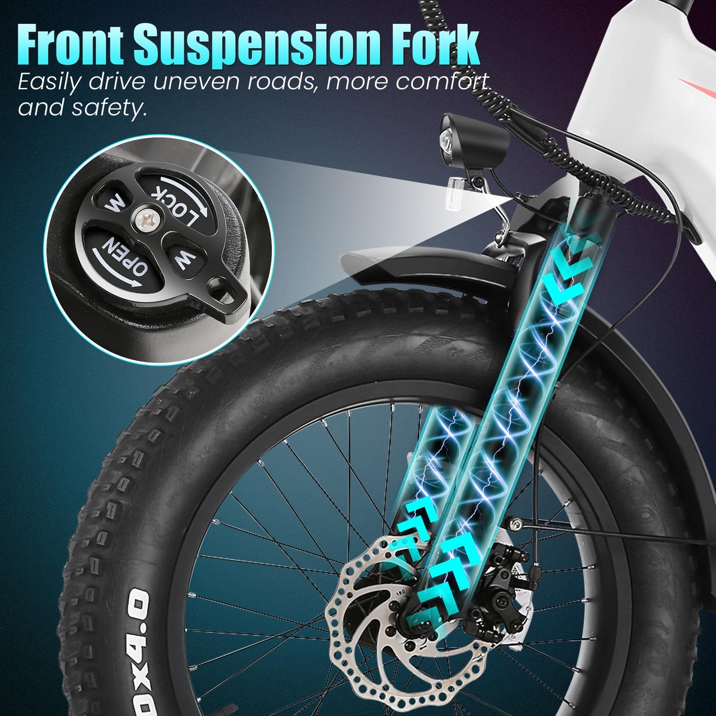 Wooken Electric Bike for Adults, 500W Motor Ebike, 20"x4.0" Fat Tire Electric Bike,48V 13AH Removable Lithium-ion Battery,Up to 60 Miles, Step-Thru Electric Mountain Bike,SGS Certified to UL 2849
