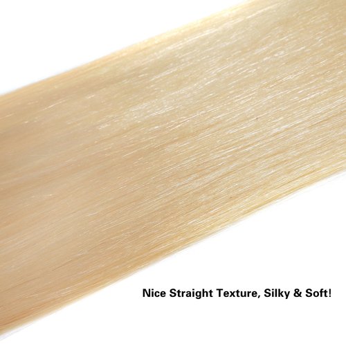 20"Clip in Hair Extensions Real Human Hair Double Weft Thick to Ends Bleach Blonde(#613) 6pieces 70grams/2.45oz