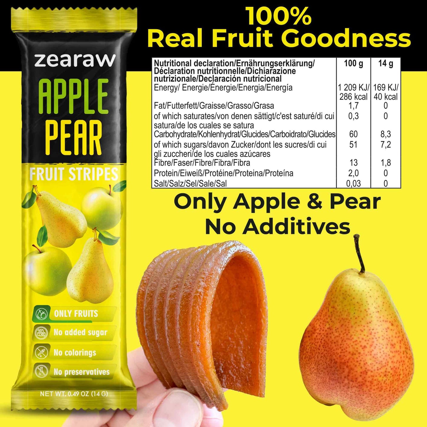 ZEARAW Healthy Fruit Snacks for Adults and Kids – 30 Organic Fruit Leather with Dried Apple-Pear, Apple-Raspberry, Persimmon – Vegan Low-Carb Variety Pack Strips for Kids – Sugar Free Bars