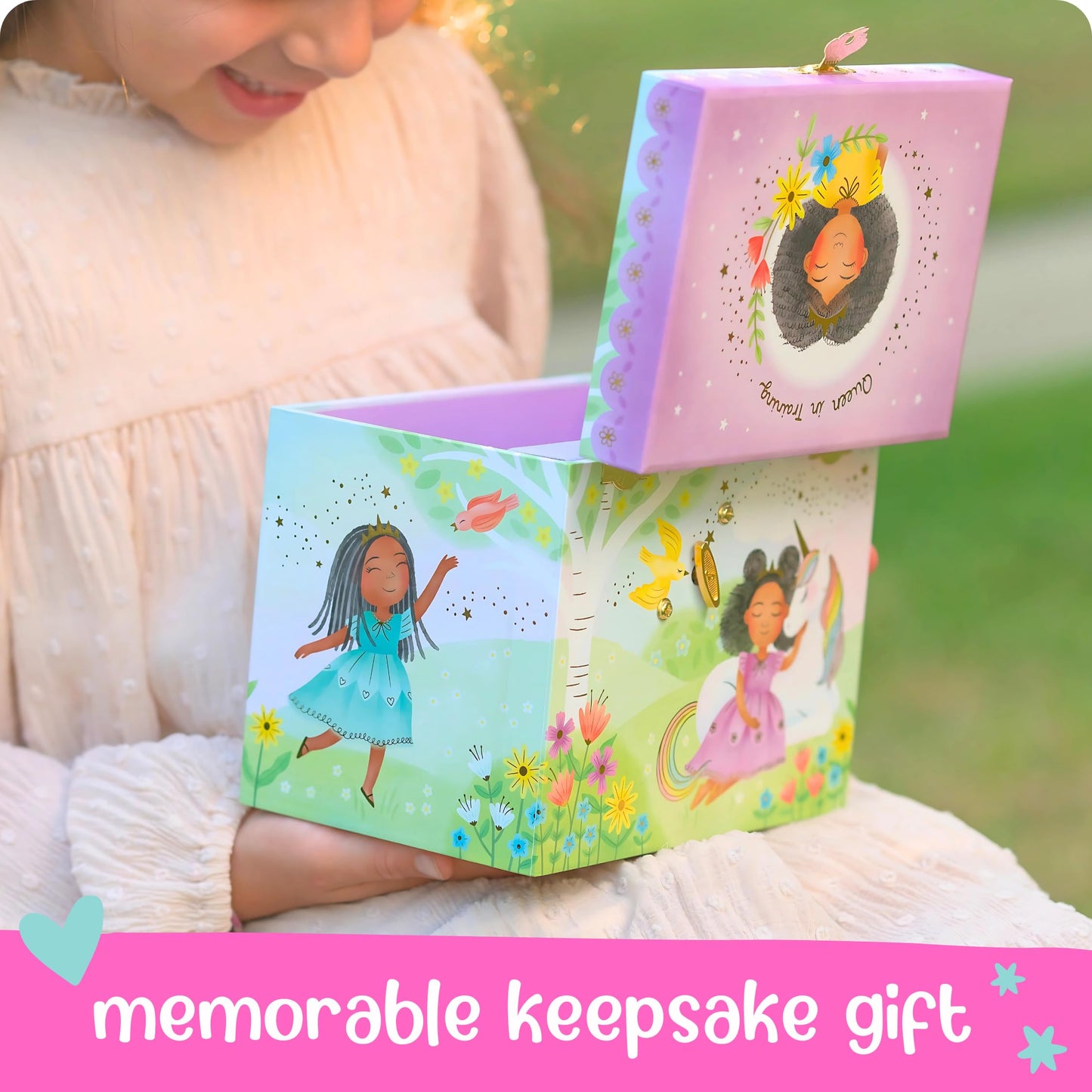 Musical Ballerina Jewelry Box for Girls - Kids Dancing Ballerina Music Box with Mirror, Black Ballerina Gifts for Little Girls, Childrens Birthday Gift, Ages 3-10