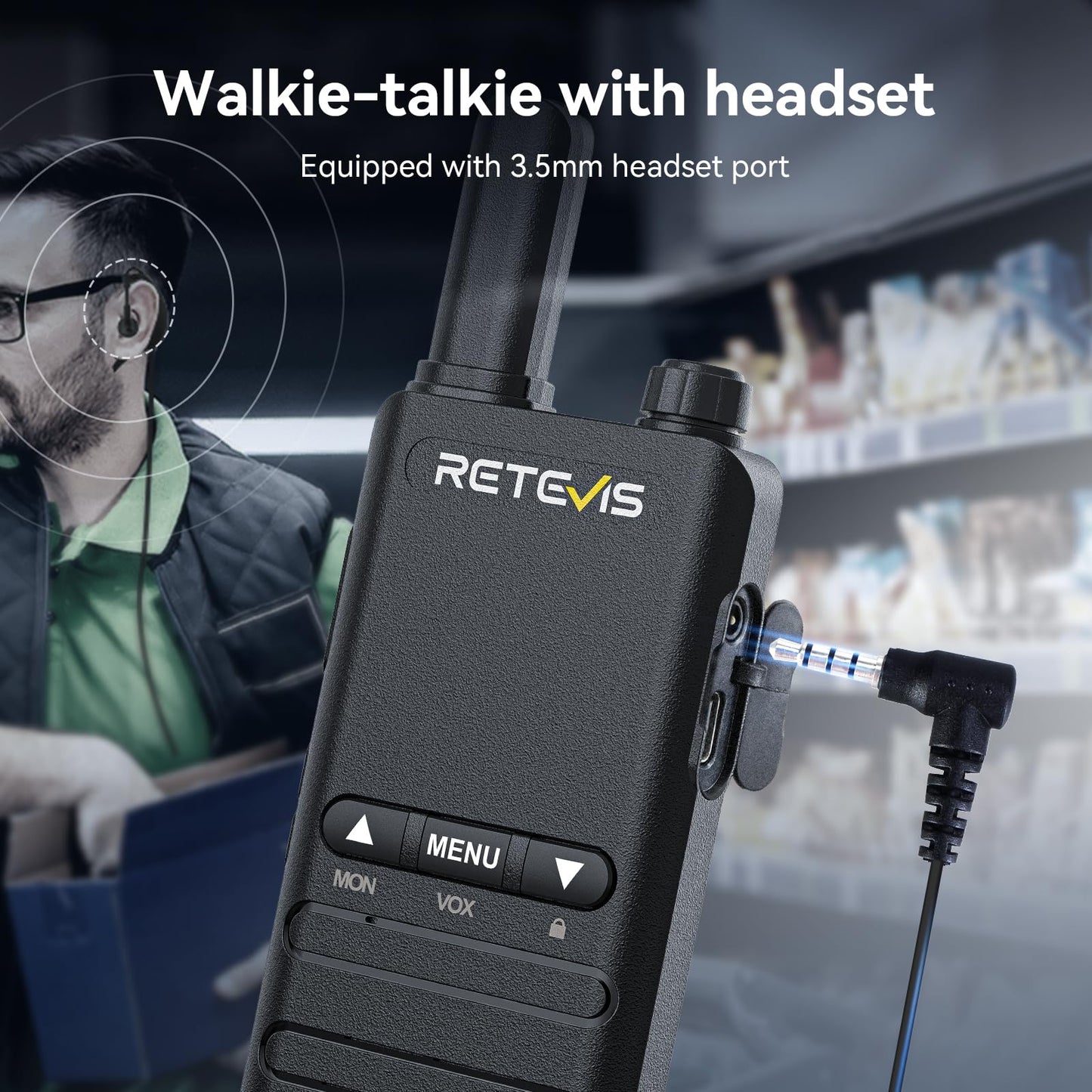 Retevis B3B Walkie Talkies For Adults, Compact 2 Way Radios With Earpiece, 1620Mah, Usb-C, Vox, Key Lock, 3+2 Buttons, License-F
