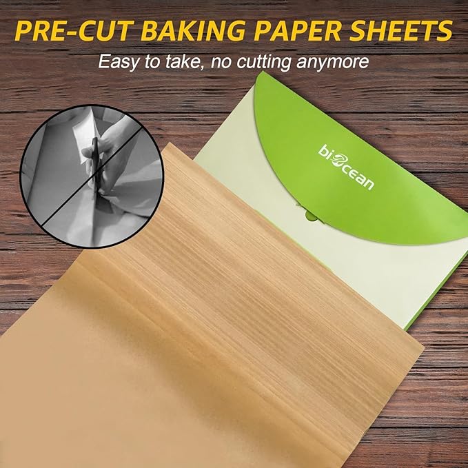 200Pcs 12x16In Unbleached Parchment Paper Sheets Precut Heavy Duty Flat Kitchen Baking Supplies Paper Non-Stick,Non-Toxic Cooking Paper for Air Fryer, Steaming, Oven Make Cup Cake Bread Cookie