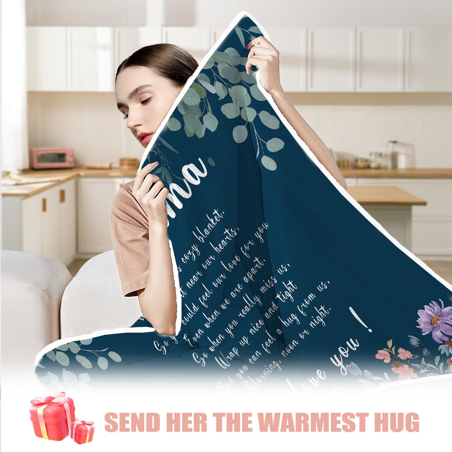 Grandma Gifts, Gift for Grandma Christmas Wearable Blanket, Great Hoodie Blanket Present from Grandkids, Thoughtful Hooded Blanket 47x72 in for Birthday, Grandparents Day