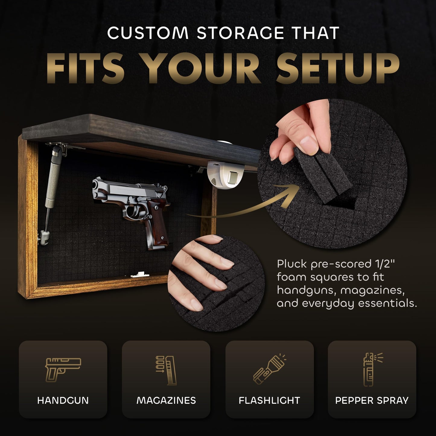 Full Armor of God Wall Gun Safe - Religious Hidden Gun Safe - Handcrafted Concealment Furniture for Guns - Quick Access Firearm Storage with Magnetic Lock - Hidden Shelf Safe by Bellewood Designs