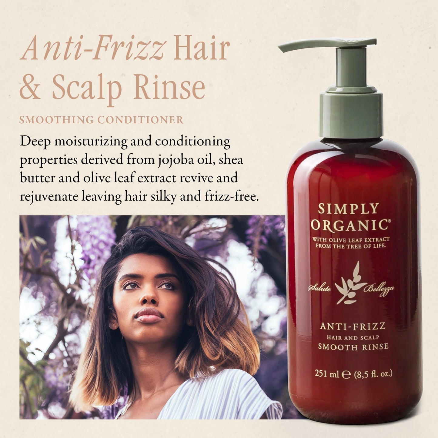SIMPLY ORGANIC Frizz Control Deep Scalp & Hair Conditioner, Made in Italy, All Natural Cruelty Free Hair Care for Women & Men, A