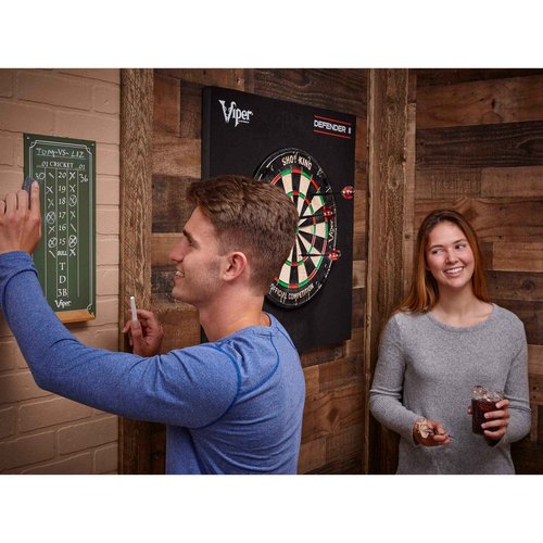 Viper Defender III Extended Length Dartboard Surround Wall Protector + Viper Chalk Scoreboard for Cricket and 01 Dart Games