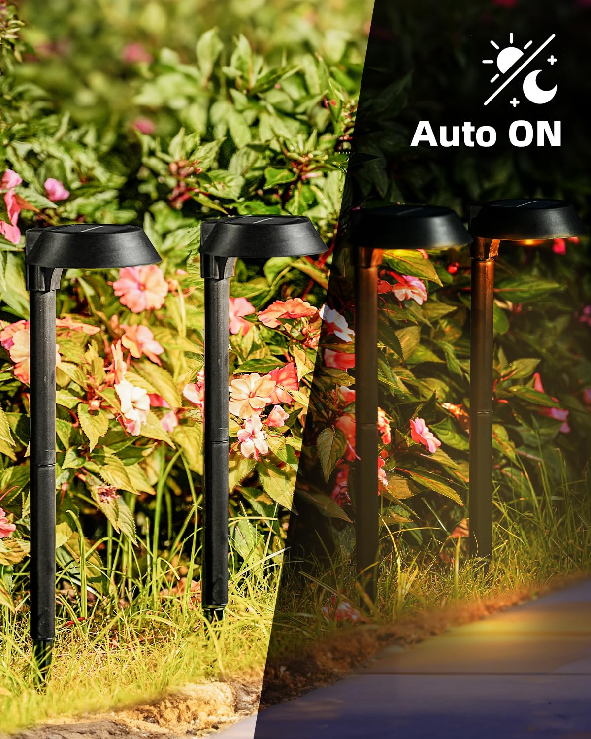 Herzila Solar Lights Outdoor Waterproof, LED Solar Pathway Lights Outdoor Garden Landscape Lighting for Walkway Driveway, Auto On/Off, 6 Pack