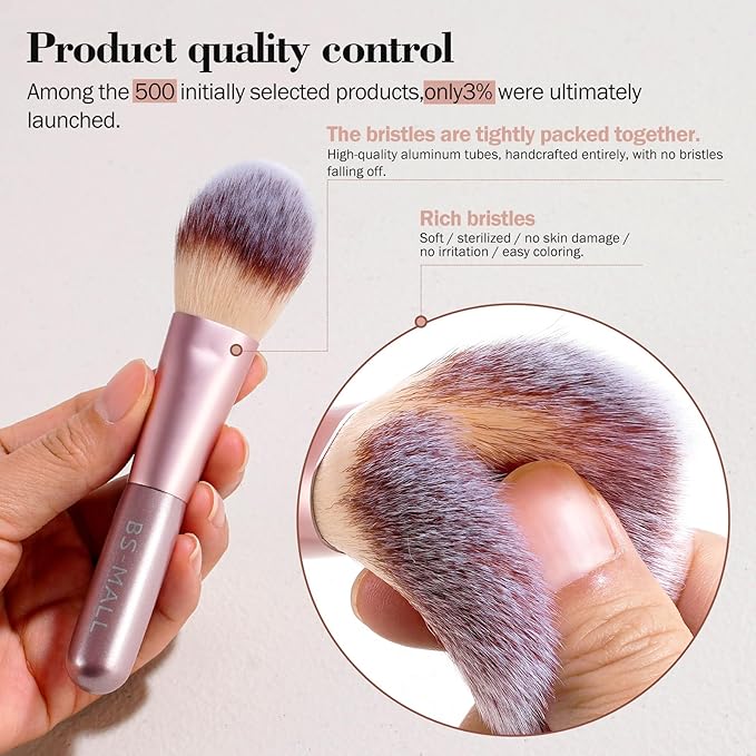 BS-MALL 14 Pcs Makeup Brushes Set with 1 Pcs Makeup Sponge – Essential Foundation Powder Concealers, Eye Shadows, Blush Makeup Brushes with Travel Makeup Case (Matte Gold Pink)