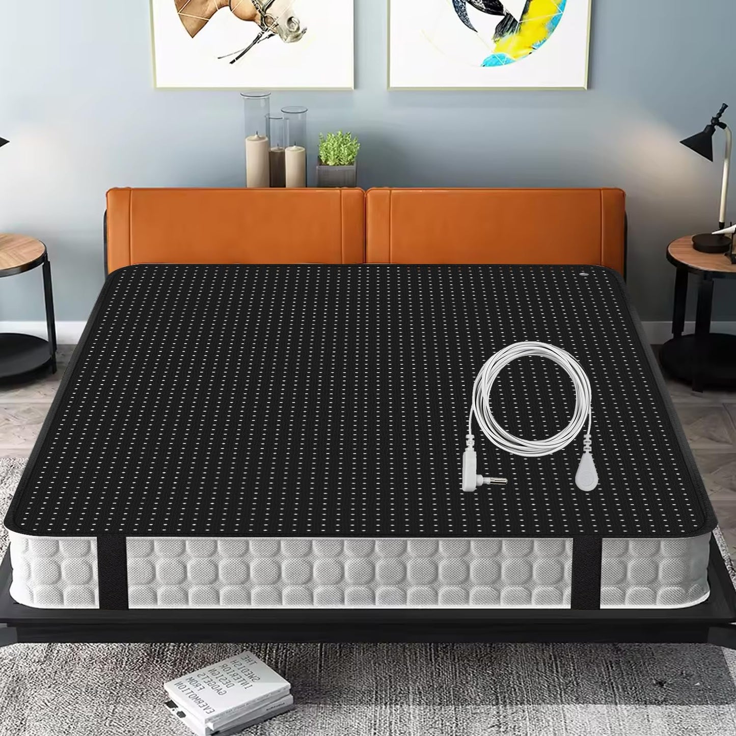 CAIGAEUO Grounding Mat, Grounding Mat for Bed with Grounding Cord, Soft PU Leather Grounding Sleep Mat, Grounding Mat for Better Sleep, Pain and Stress Relief (54x78inch)