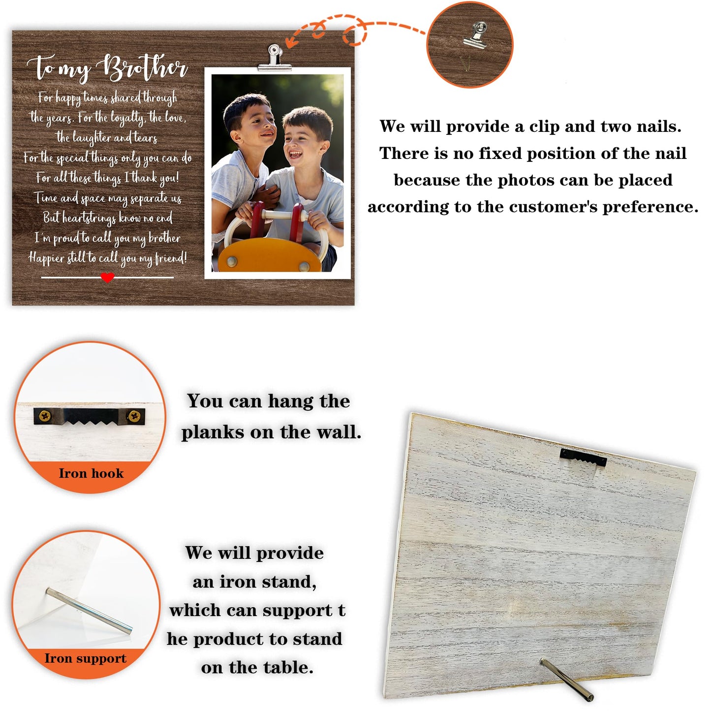 To My Brother Picture Frame - Birthday for Sibling from Sister, Little or Big Brother Present