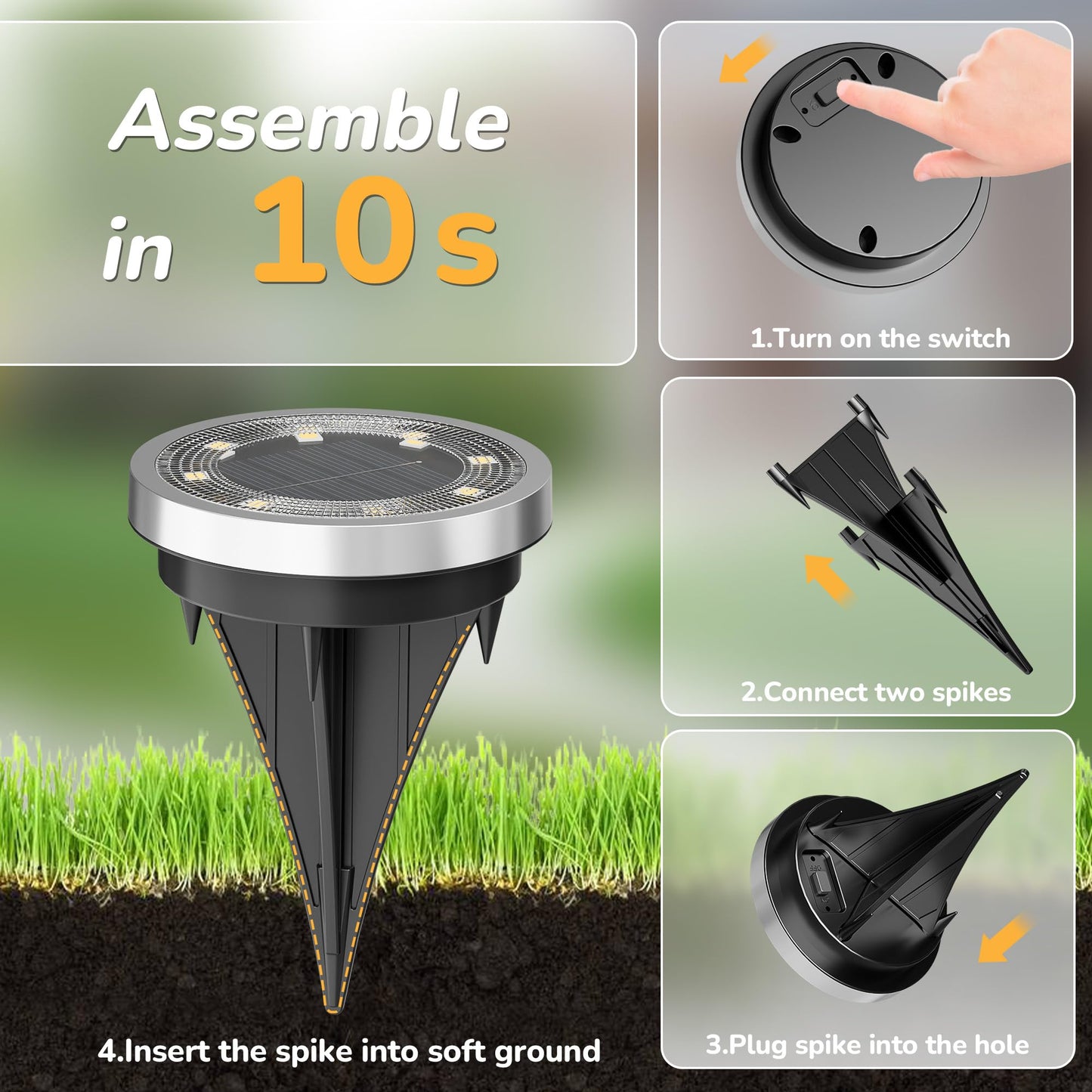 INCX Solar Ground Lights, 20 Pack Solar Lights Outdoor Waterproof, Solar Garden Lights Landscape Lighting for Patio Pathway Lawn Yard Deck Driveway Walkway, Cold White