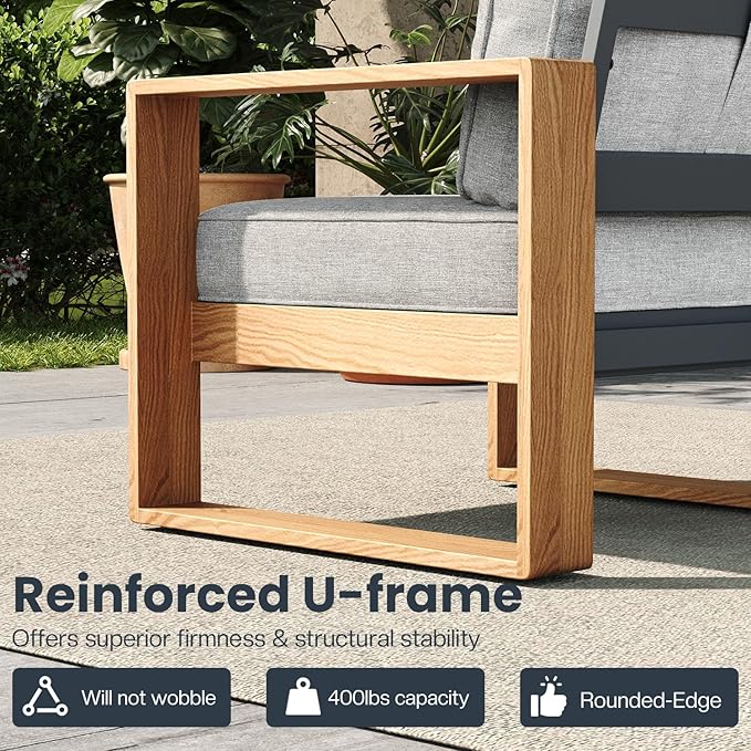 5 Pieces Aluminum Patio Furniture Set, Outdoor Conversation Sets with High Backrest Sofa and Coffee Table for Garden and Backyard