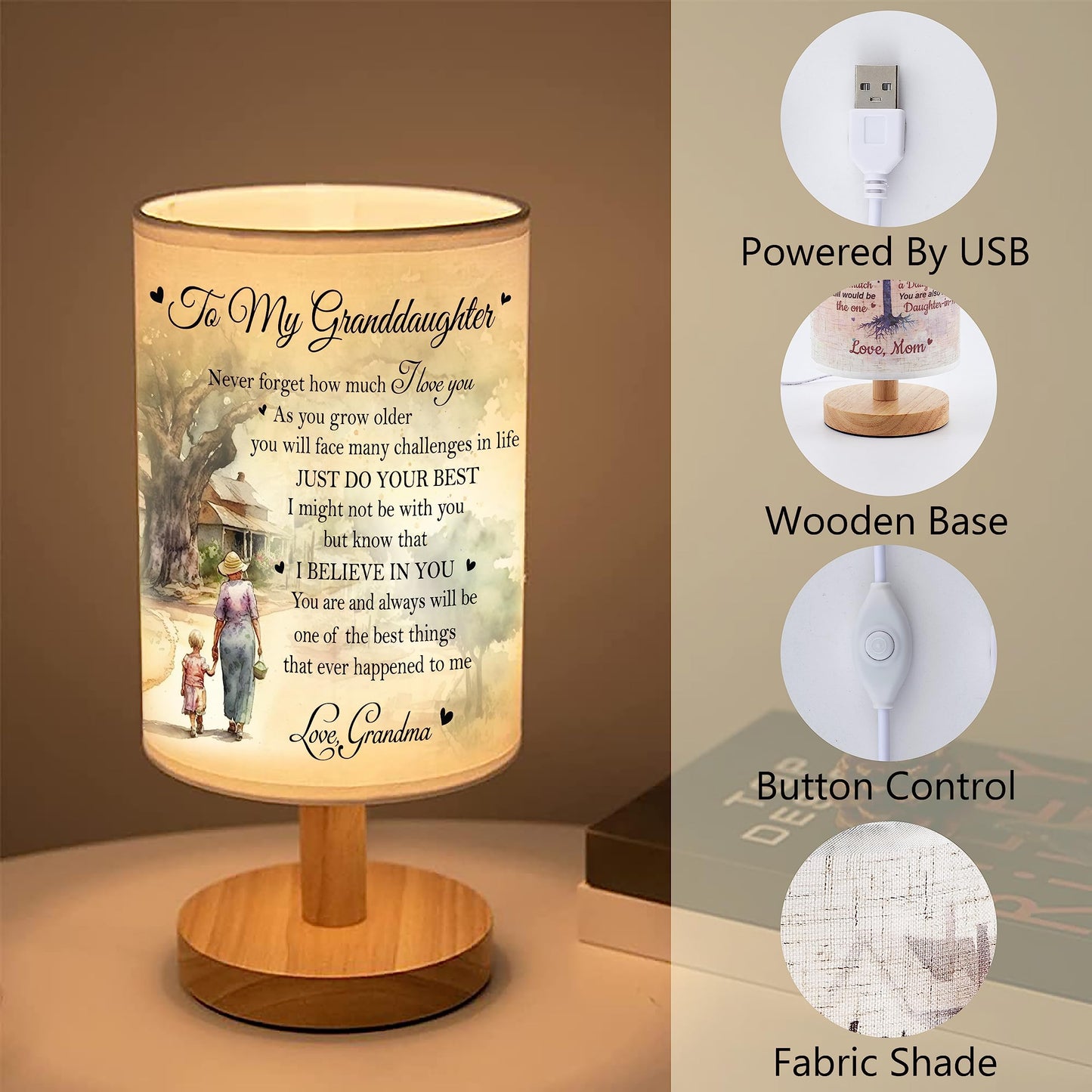 Granddaughter Gifts from Grandma - Granddaughter Table Lamp Christmas Gifts for Granddaughter Birthday Gifts Graduation Gifts Granddaughter Night Light TNT1