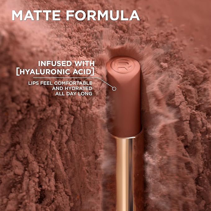 L'Oreal Paris Colour Riche Intense Volume Matte Lipstick, Lip Makeup Infused with Hyaluronic Acid for up to 16HR Wear, Le Nude Resilient, 0.06 Oz