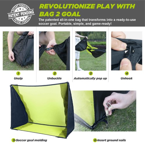 Pop Up Soccer Goal Net, Handbag Transforms into Soccer Goal Portable Practice Soccer Training Nets for Backyard Park Outdoor