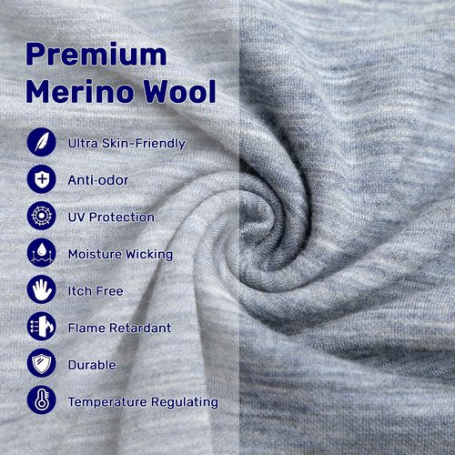 MERINNOVATION Merino Wool Base Layer Set for Kids Top and Bottom Thermal Underwear Long Sleeve