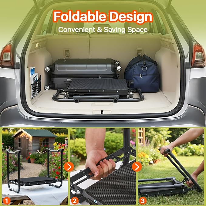 Poraise Garden Kneeler and Seat Heavy Duty, Wider and Thicker Kneeling Pad for Foldable Gardening Stool with 2 Tool Pouches, Gardening Gifts Tools for Women Mom Men Seniors