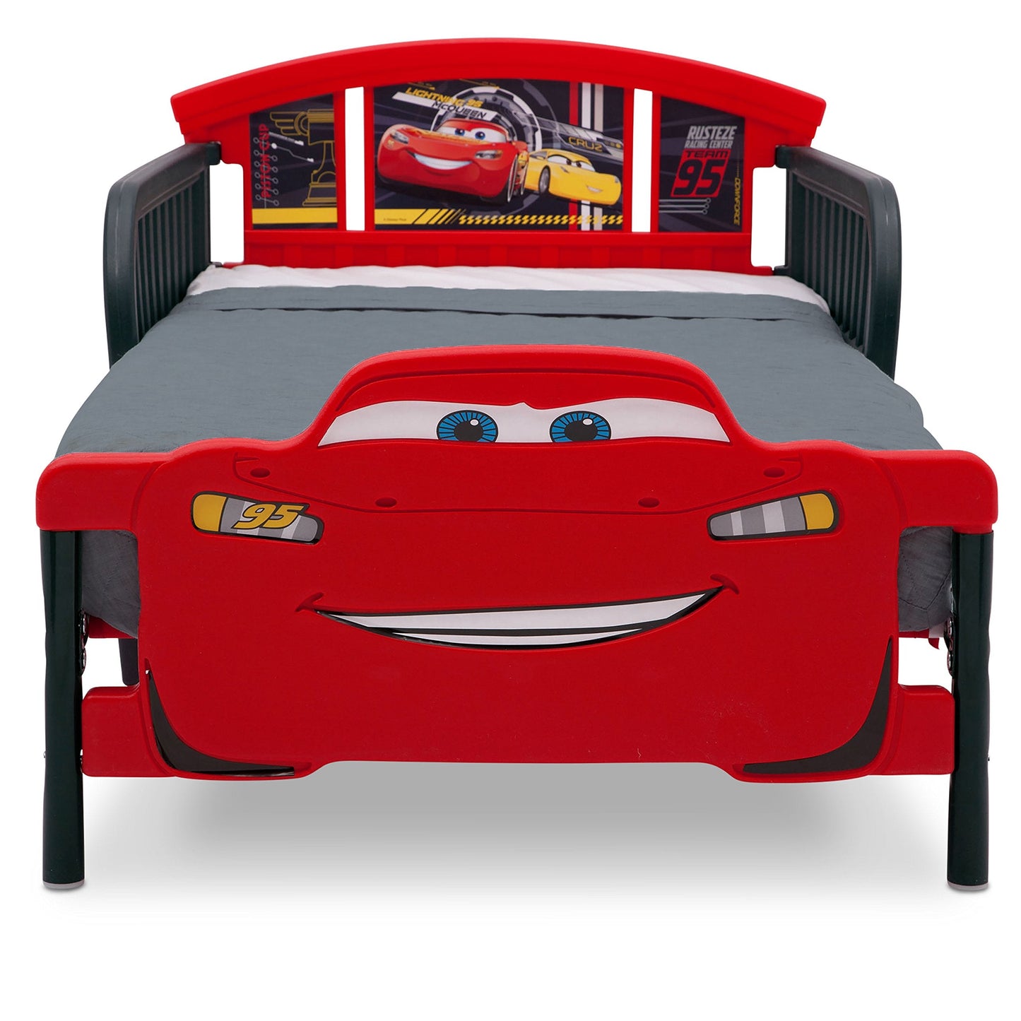 Delta Children 3D-Footboard Toddler Bed, Disney/Pixar Cars 3 + Delta Children Twinkle Galaxy Dual Sided Recycled Fiber Core Toddler Mattress (Bundle)
