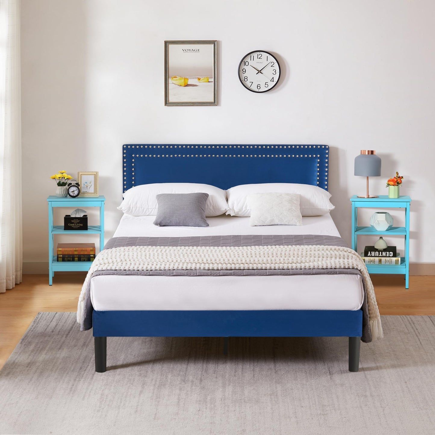 VECELO Modern Nightstands X-Design Side End Table Night Stand with Storage Shelf for Bedroom,Living Room,