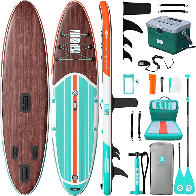 Niphean Paddle Board with Seat, 10’6’’ Inflatable Paddleboard & 4-Layer Insulated Paddle Board Cooler Box